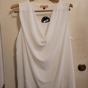Sleeveless shell with chiffon cowl neck overlay NWT